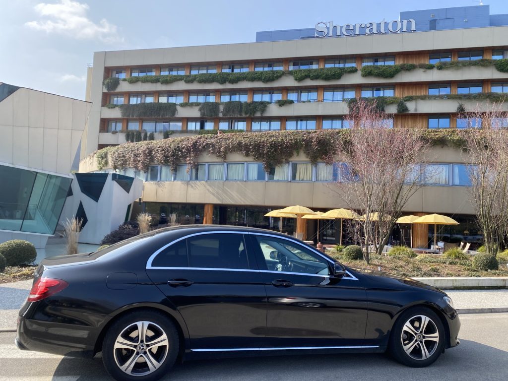 Mercedes van with driver for airport transfers, hotel transfers, and business travel